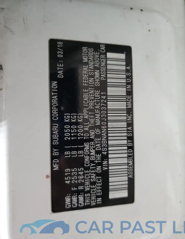 4S3BNAN60J3037241# 12