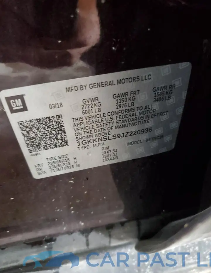 1GKKNSLS9JZ220936# 13
