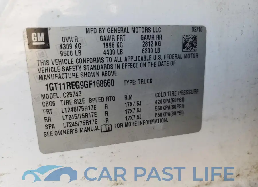 1GT11REG9GF168660# 12