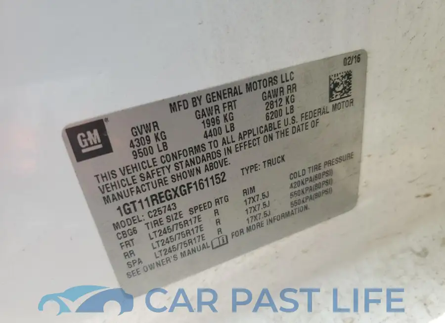 1GT11REGXGF161152# 12