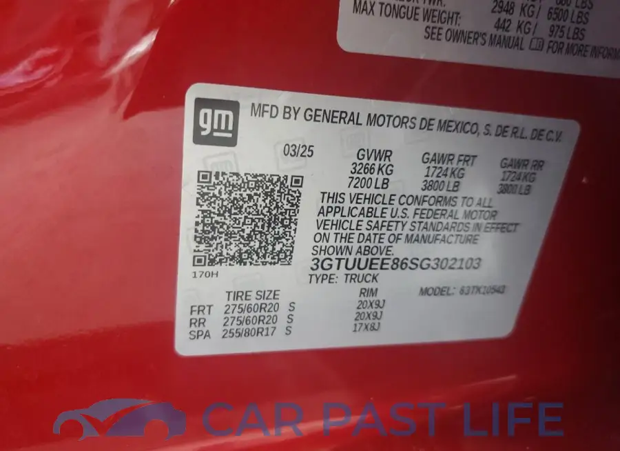 3GTUUEE86SG302103# 12