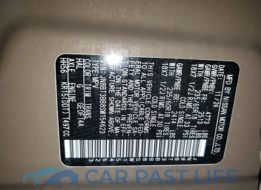 JN8BT3BB8SW154623# 13