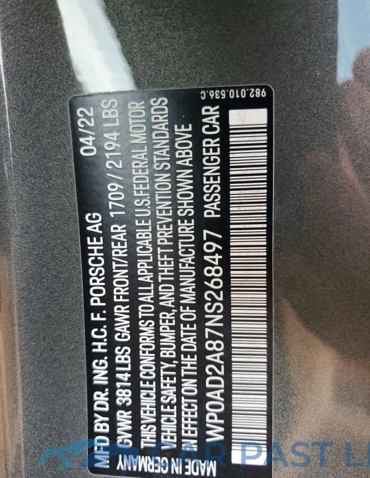 WP0AD2A87NS268497# 12