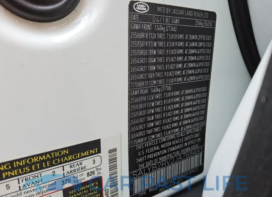 SALYB2RV2JA768493# 13