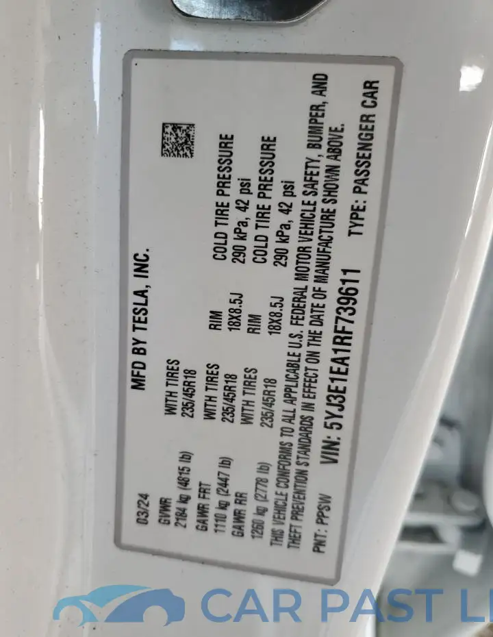 5YJ3E1EA1RF739611# 12