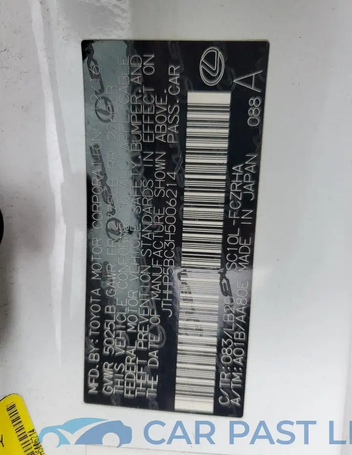 JTHHP5BC3H5006214# 12