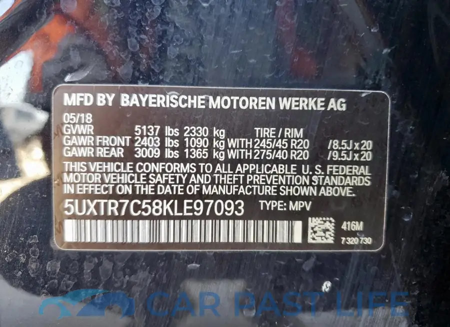5UXTR7C58KLE97093# 14