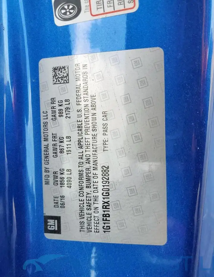 1G1FB1RX1G0192882# 12