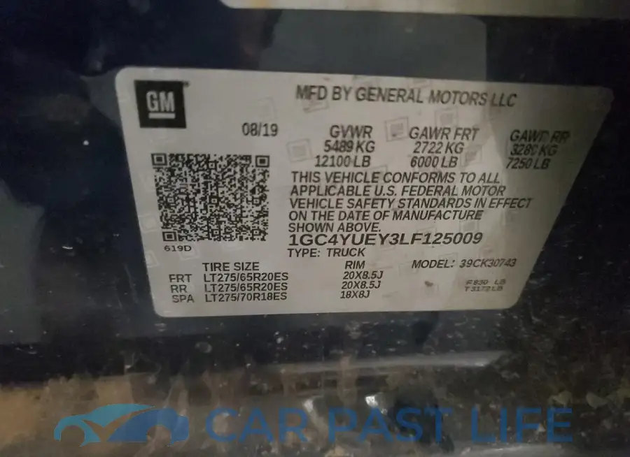 1GC4YUEY3LF125009# 12