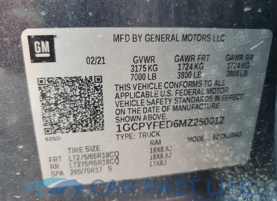1GCPYFED6MZ250012# 13