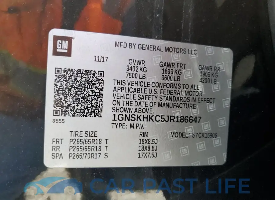 1GNSKHKC5JR186647# 14