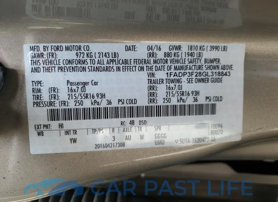 1FADP3F28GL318843# 13
