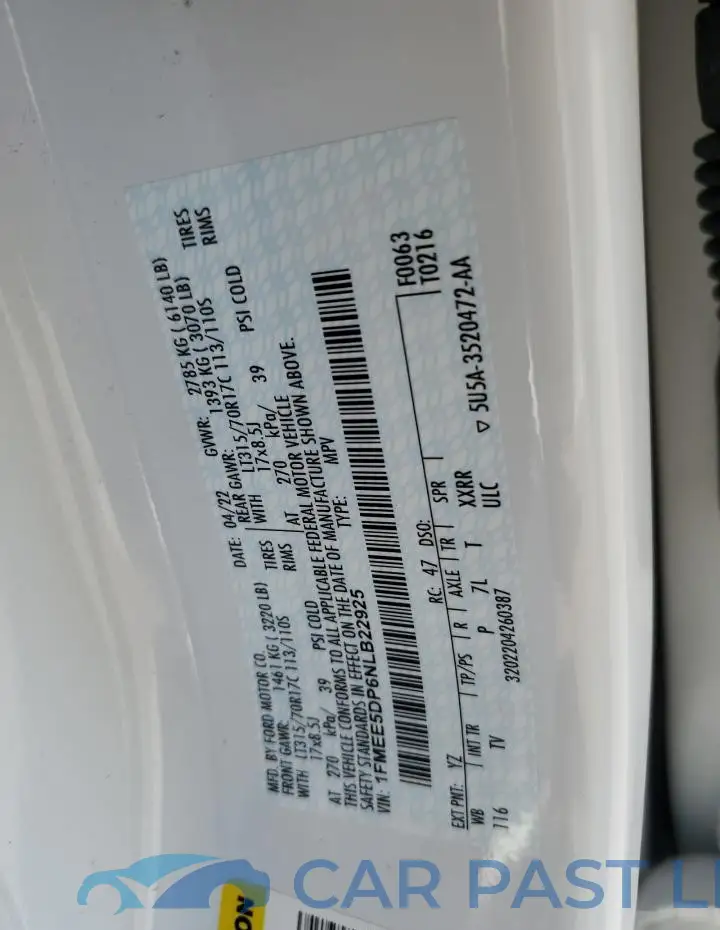 1FMEE5DP6NLB22925# 12
