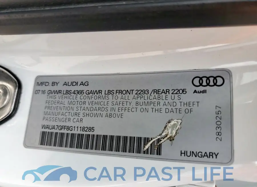 WAUA7GFF8G1118285# 12