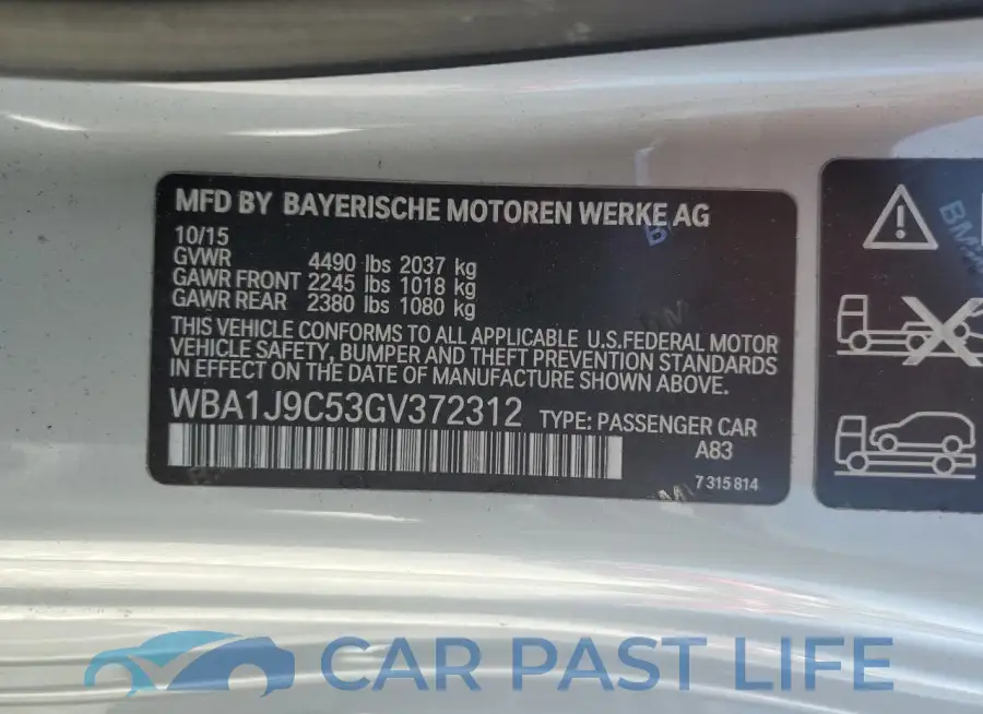 WBA1J9C53GV372312# 12
