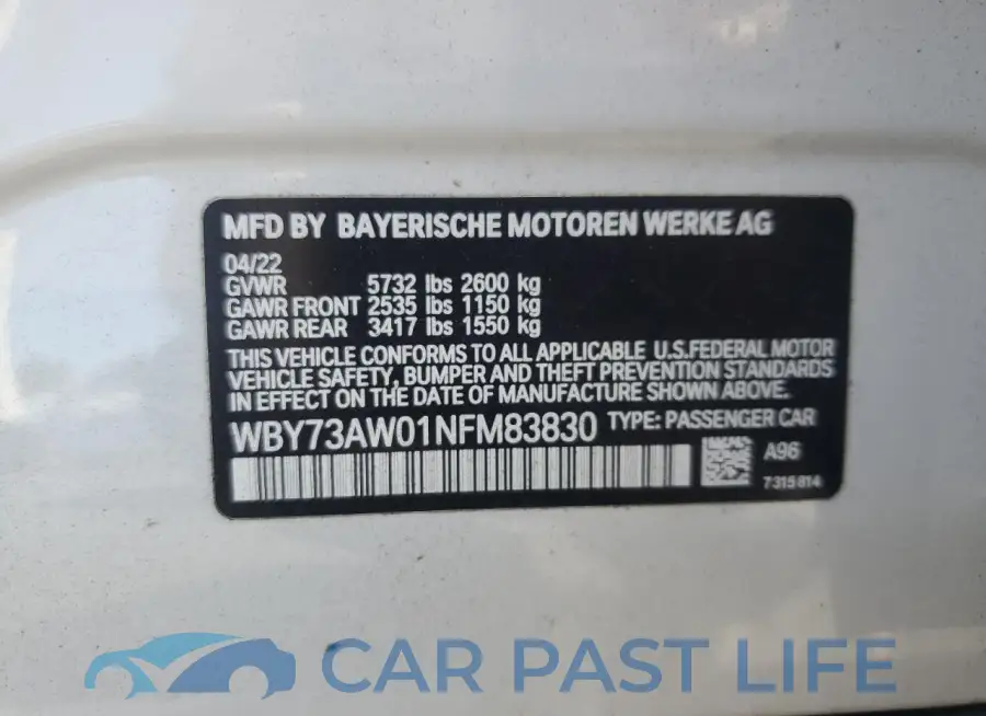 WBY73AW01NFM83830# 12