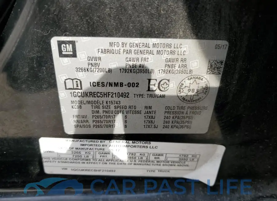 1GCUKREC5HF210492# 13