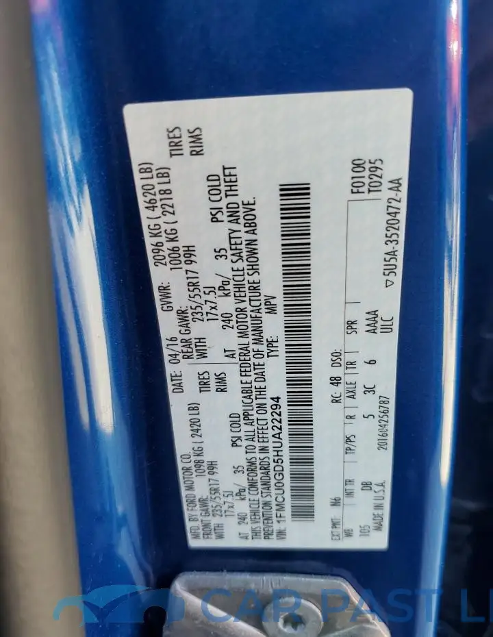 1FMCU0GD5HUA22294# 13