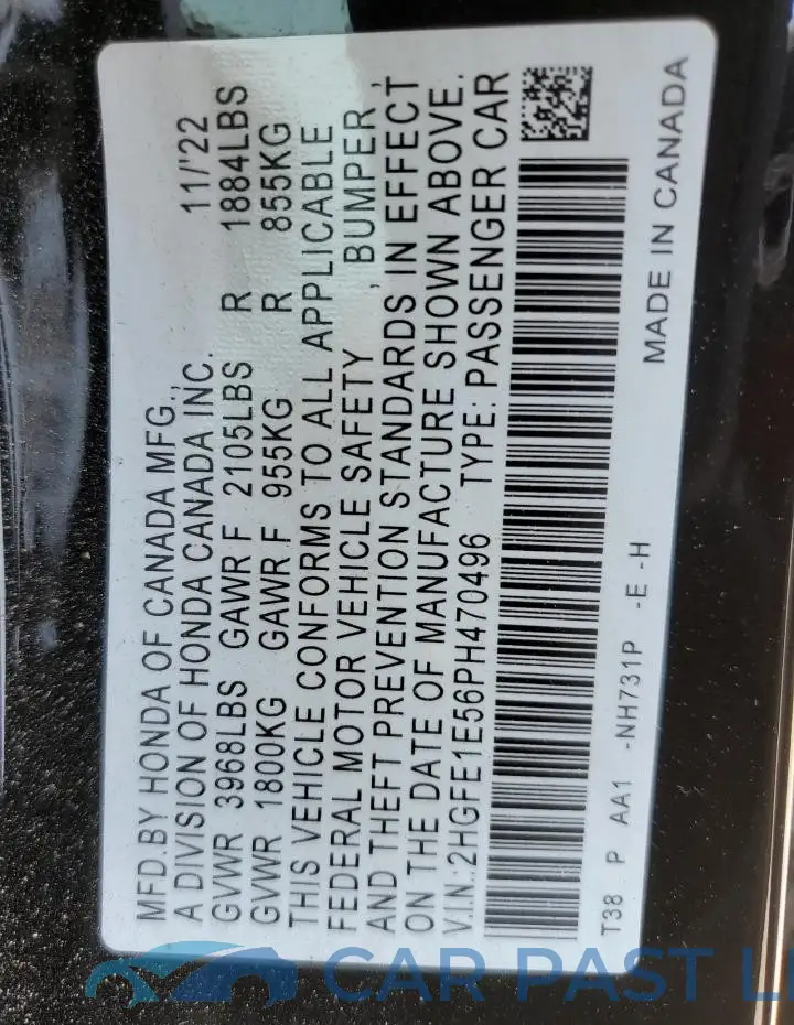 2HGFE1E56PH470496# 12
