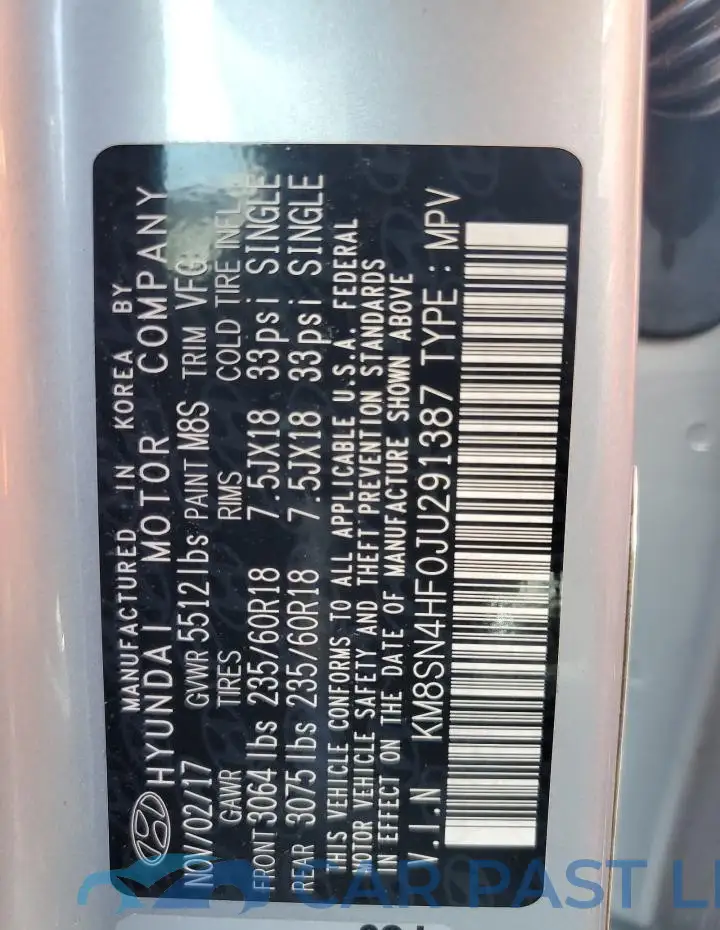 KM8SN4HF0JU291387# 13