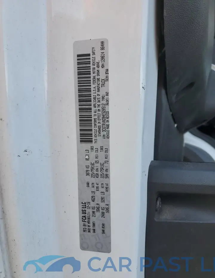 3C6TRVAG9HE520512# 13