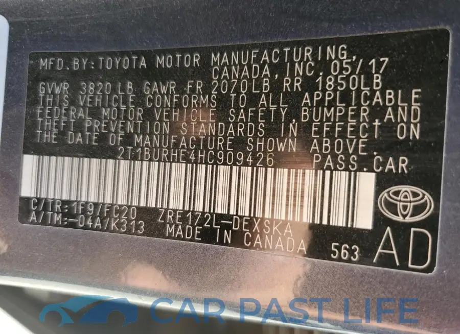 2T1BURHE4HC909426# 12