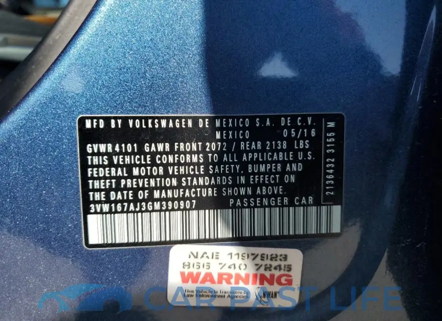3VW167AJ3GM390907# 13