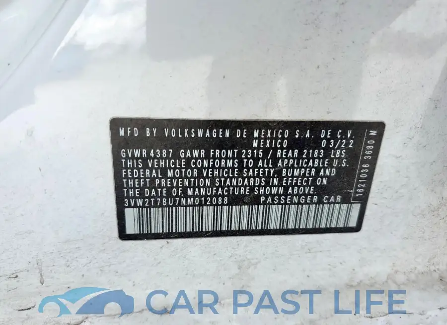 3VW2T7BU7NM012088# 13