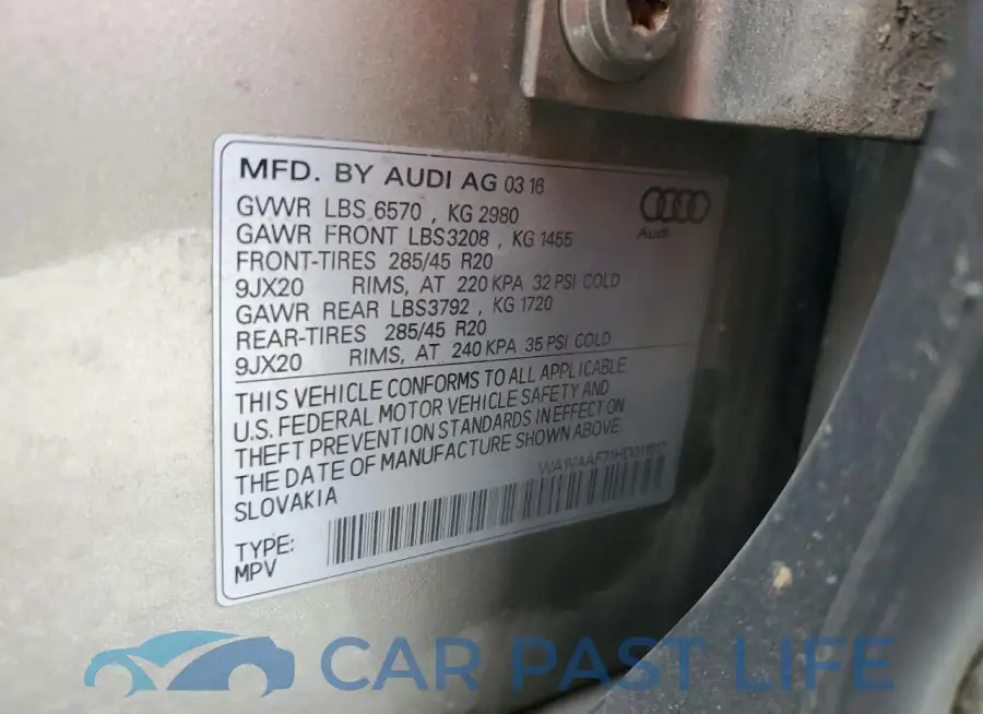 WA1VAAF71HD011617# 13