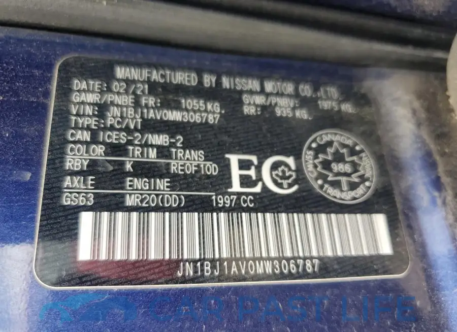 JN1BJ1AV0MW306787# 13