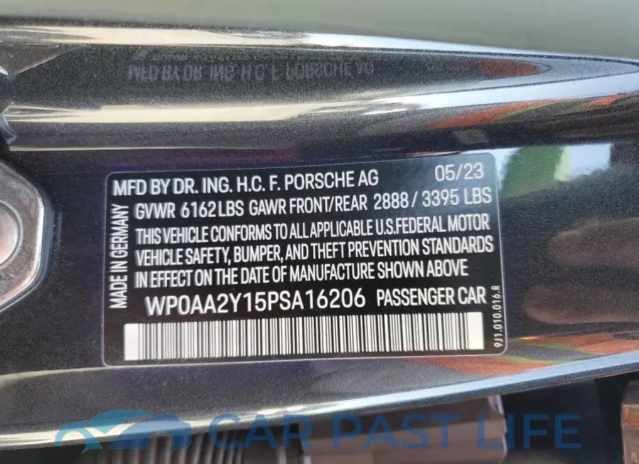 WP0AA2Y15PSA16206# 12
