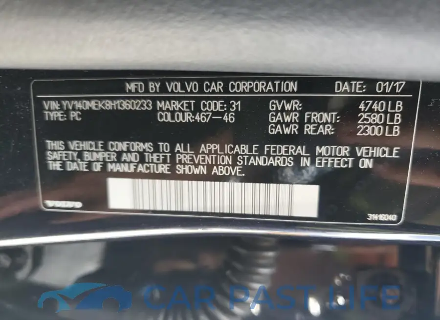 YV140MEK8H1360233# 12