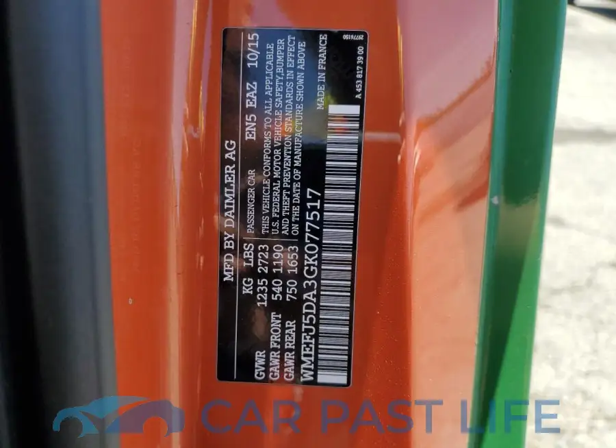 WMEFJ5DA3GK077517# 13