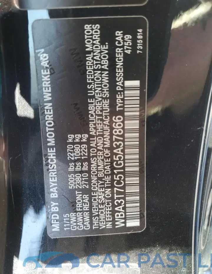 WBA3T7C51G5A37866# 13