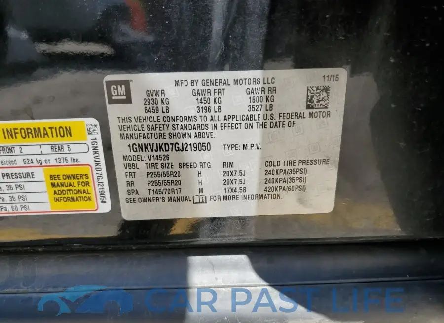 1GNKVJKD7GJ219050# 13
