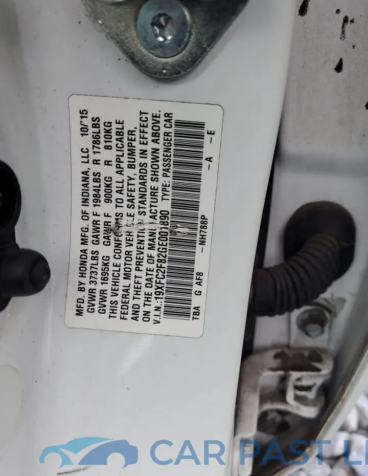 19XFC2F82GE001890# 12