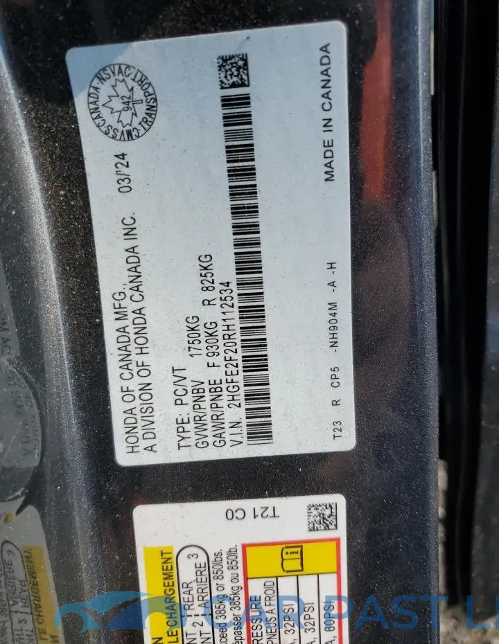 2HGFE2F20RH112534# 13