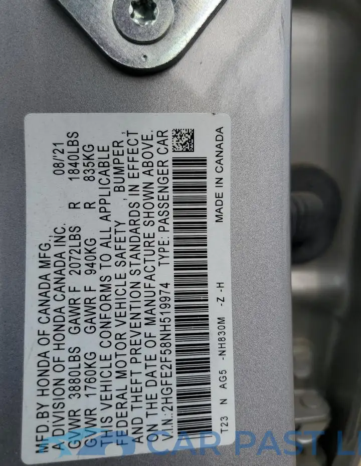 2HGFE2F58NH519974# 12