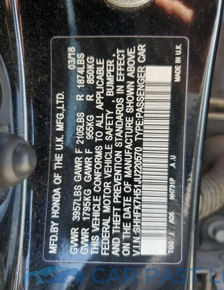 SHHFK7H51JU220570# 12
