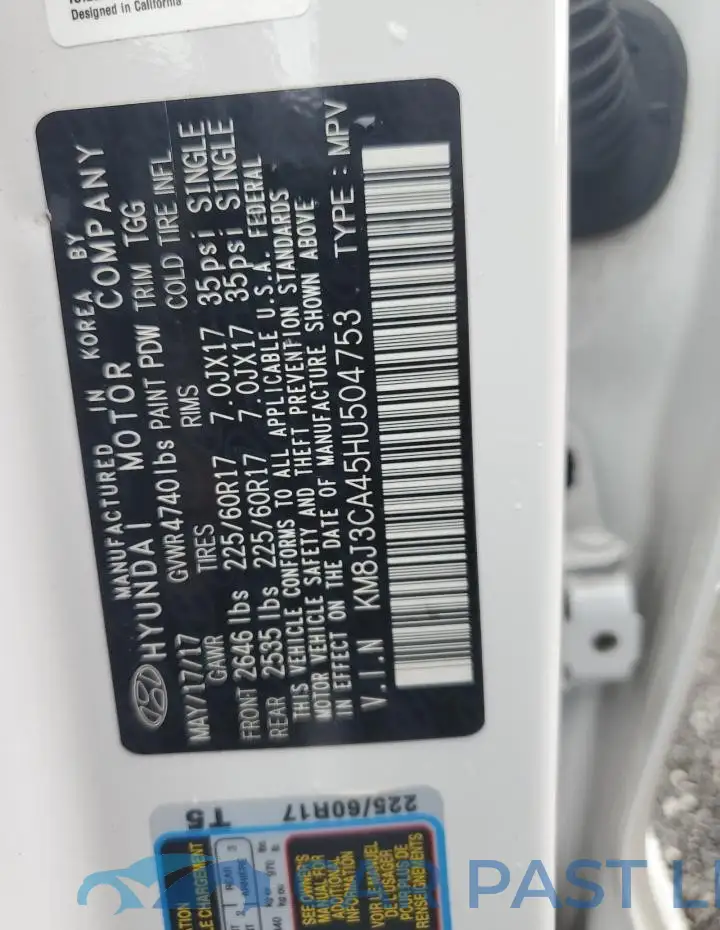KM8J3CA45HU504753# 13