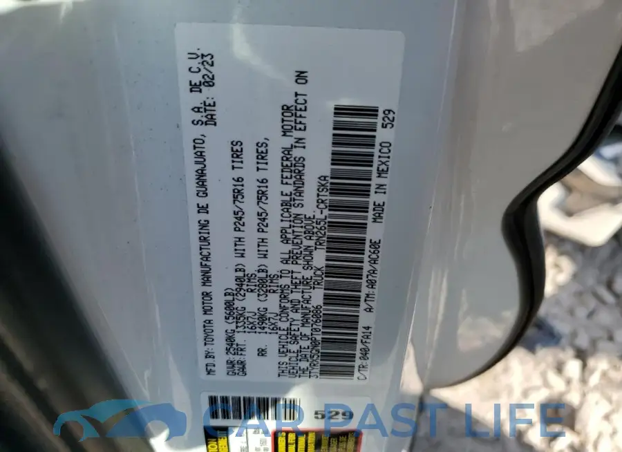 3TYRX5GN0PT076086# 12