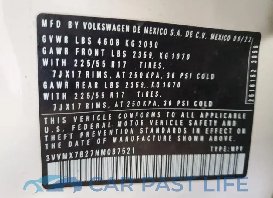 3VVMX7B27NM087521# 13