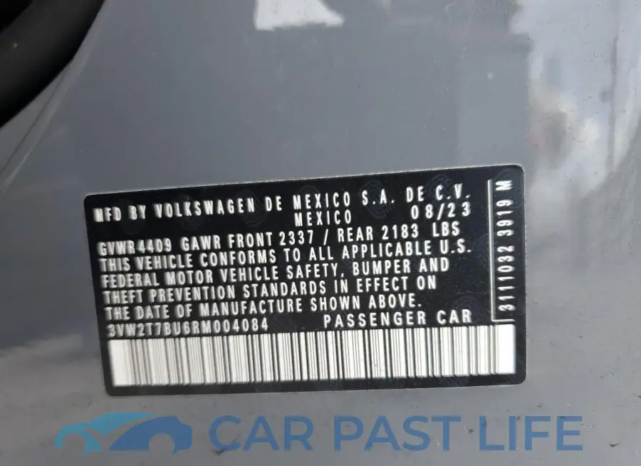 3VW2T7BU6RM004084# 12