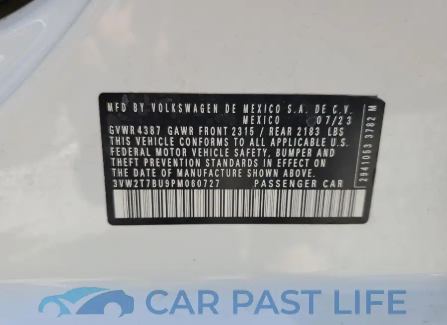 3VW2T7BU9PM060727# 12
