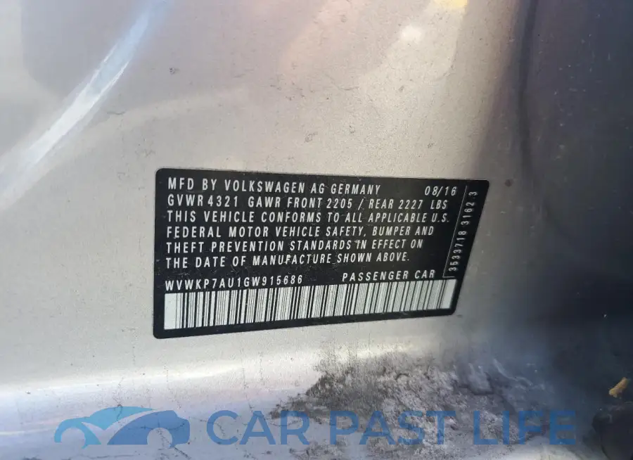 WVWKP7AU1GW915686# 12