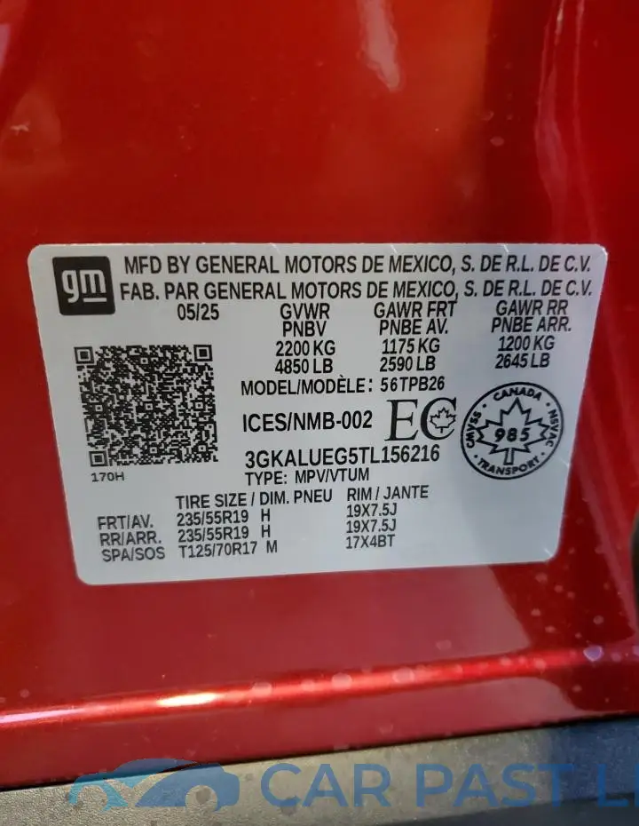 3GKALUEG5TL156216# 13