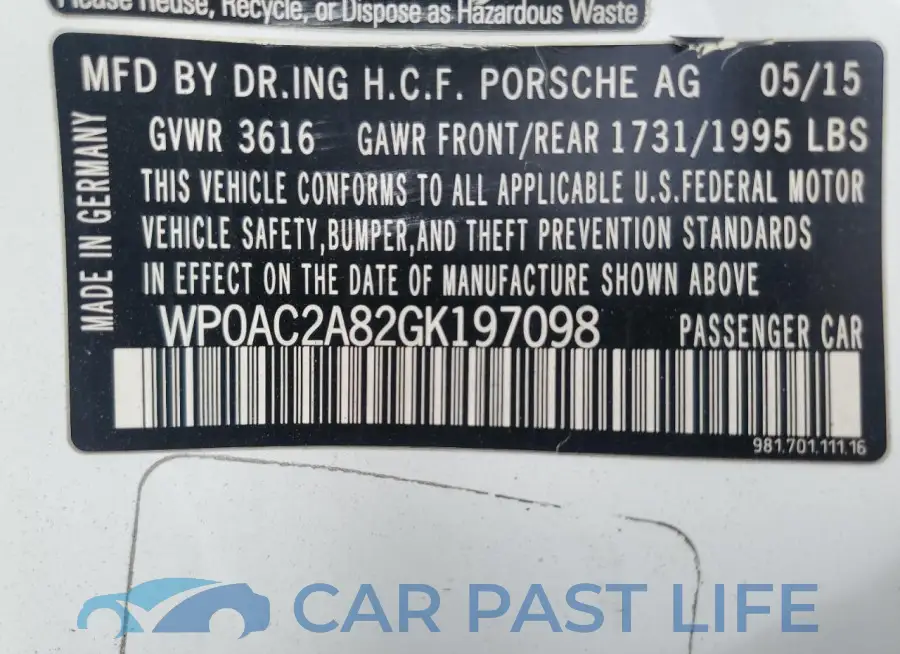 WP0AC2A82GK197098# 12