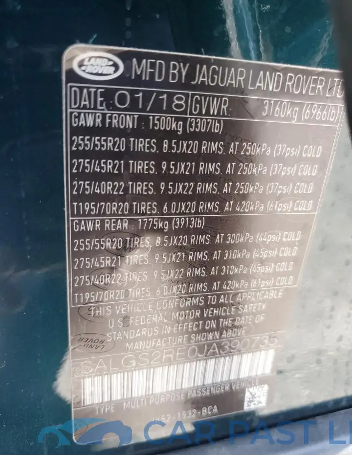 SALGS2RE0JA390735# 13