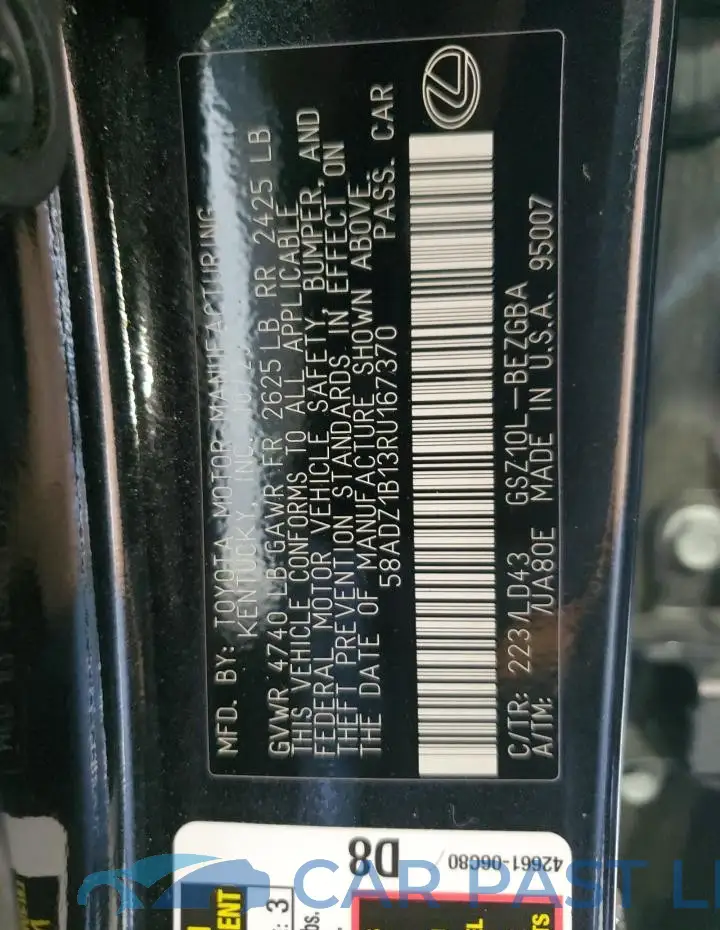 58ADZ1B13RU167370# 12