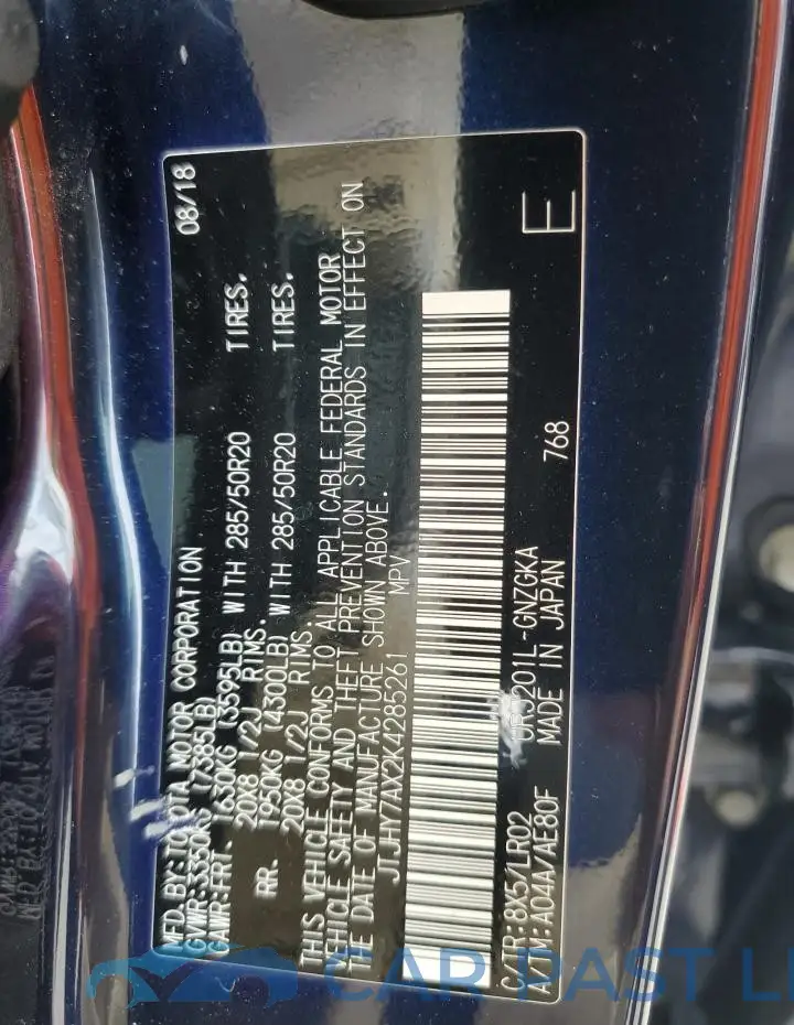 JTJHY7AX2K4285261# 13